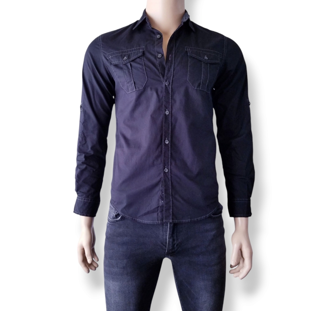 Michael Brandon Black Casual Button Down Shirt Size Small